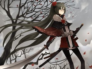 动漫 动漫少女 插画 武士