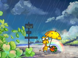 安卓卡通 插画 手绘 迷雾中的但丁 下雨 但丁手机壁纸