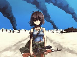 安卓动漫 动漫少女 插画 战争 士兵手机壁纸
