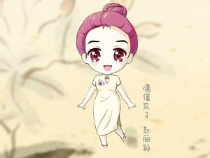 安卓偶像来了 旗袍 复古 Q版 人物 可爱 卡通 宽屏手机壁纸