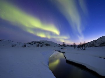 风景 雪景 极光