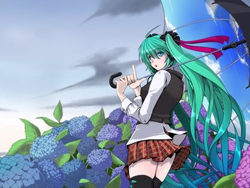 动漫 动漫少女 可爱 插画 初音