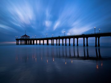 风景 大海 桥