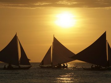 风景 大海 夏天 凤凰 全景 帆船 落日余晖