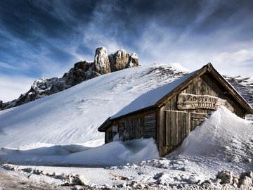 风景 冰天雪地 房子