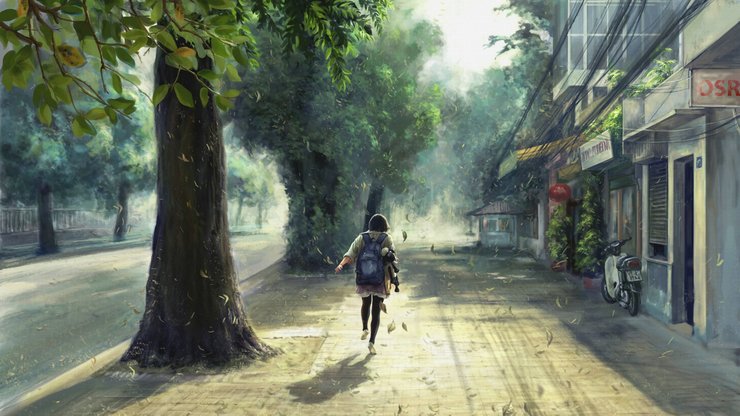 安卓手机动漫 动漫场景 插画 手绘高清壁纸