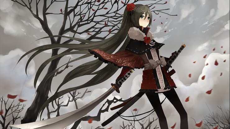 安卓手机动漫 动漫少女 插画 武士高清壁纸