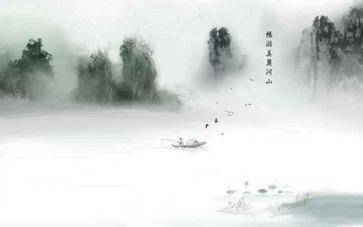 安卓手机炫酷 手绘 中国风 山水画 水墨画 国画高清壁纸