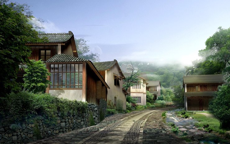 安卓手机设计 建筑 古风 小路高清壁纸