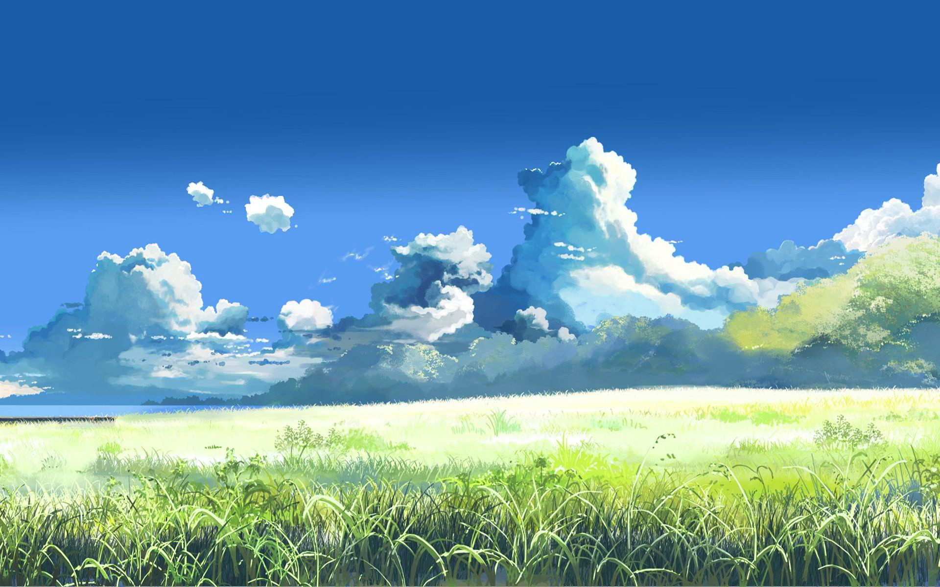 安卓(android)风景 蓝天 白云 草地 手绘 绘画高清手机壁纸免费下载