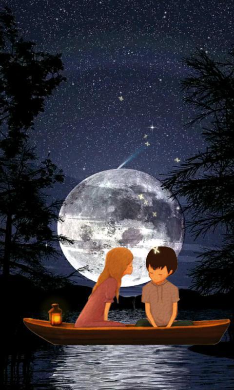 月亮见证我们的爱情-绿豆动态壁纸